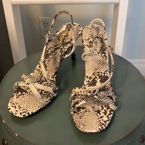 Snakeskin strappy heels